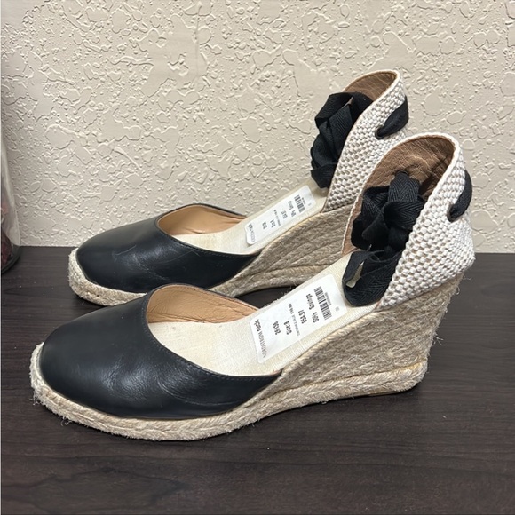 NWT- Classic Leather Wedge Raffia Espadrille - Picture 3 of 6